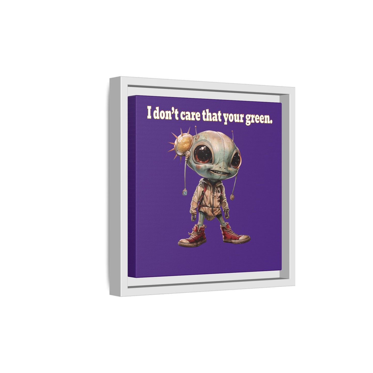 I don't care that your green - framed canvas art (purple)