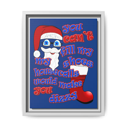 santa's shoes - framed canvas art (dark blue)