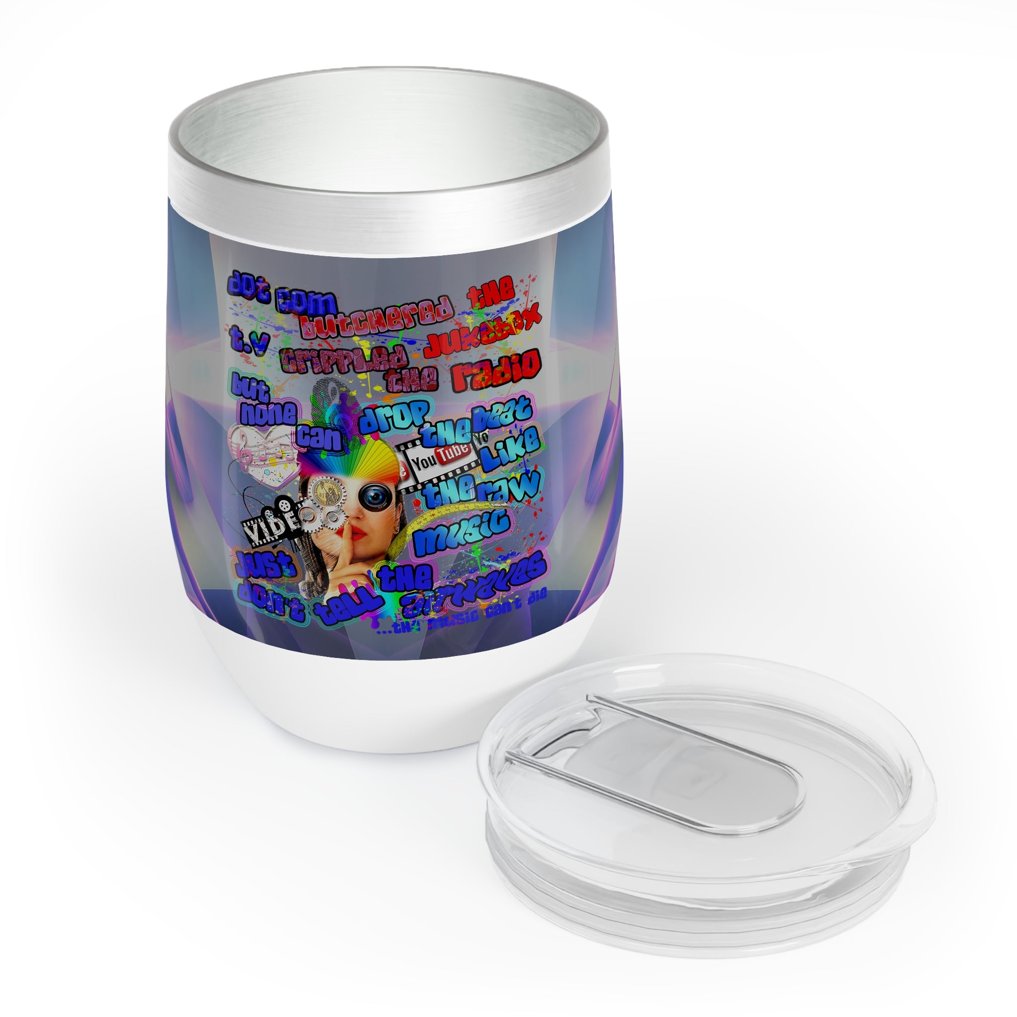 drop the beat - Chill Wine Tumbler  (grey-pink wave)