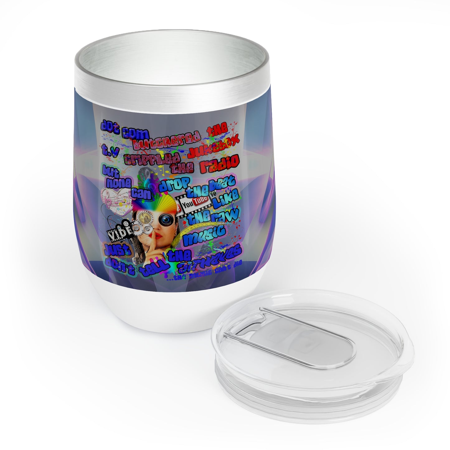 drop the beat - Chill Wine Tumbler  (grey-pink wave)