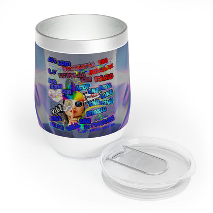 drop the beat - Chill Wine Tumbler  (grey-pink wave)