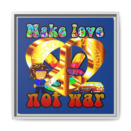 love peace - framed canvas art (dark blue)