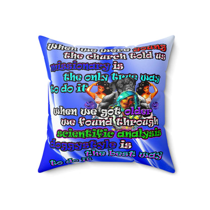 doggystyle - Spun Polyester Square Pillow - (blue-white wave)
