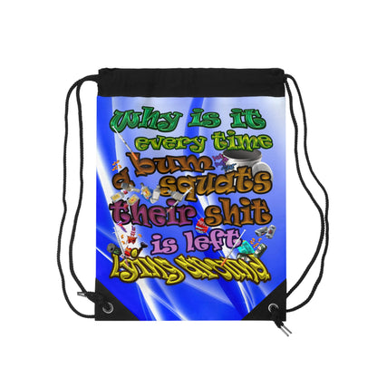 the bum's shit - Drawstring Bag (blue-white wave)