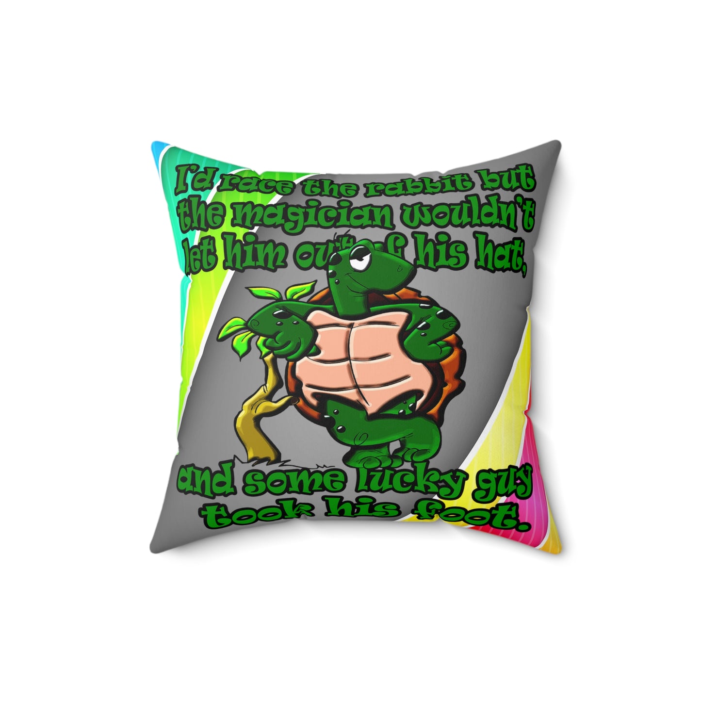 turtle race - Spun Polyester Square Pillow - (rainbow split)