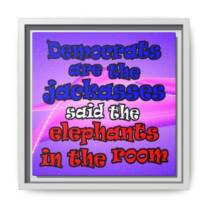 donkeys and elephants - framed canvas art (purple-pink wave)