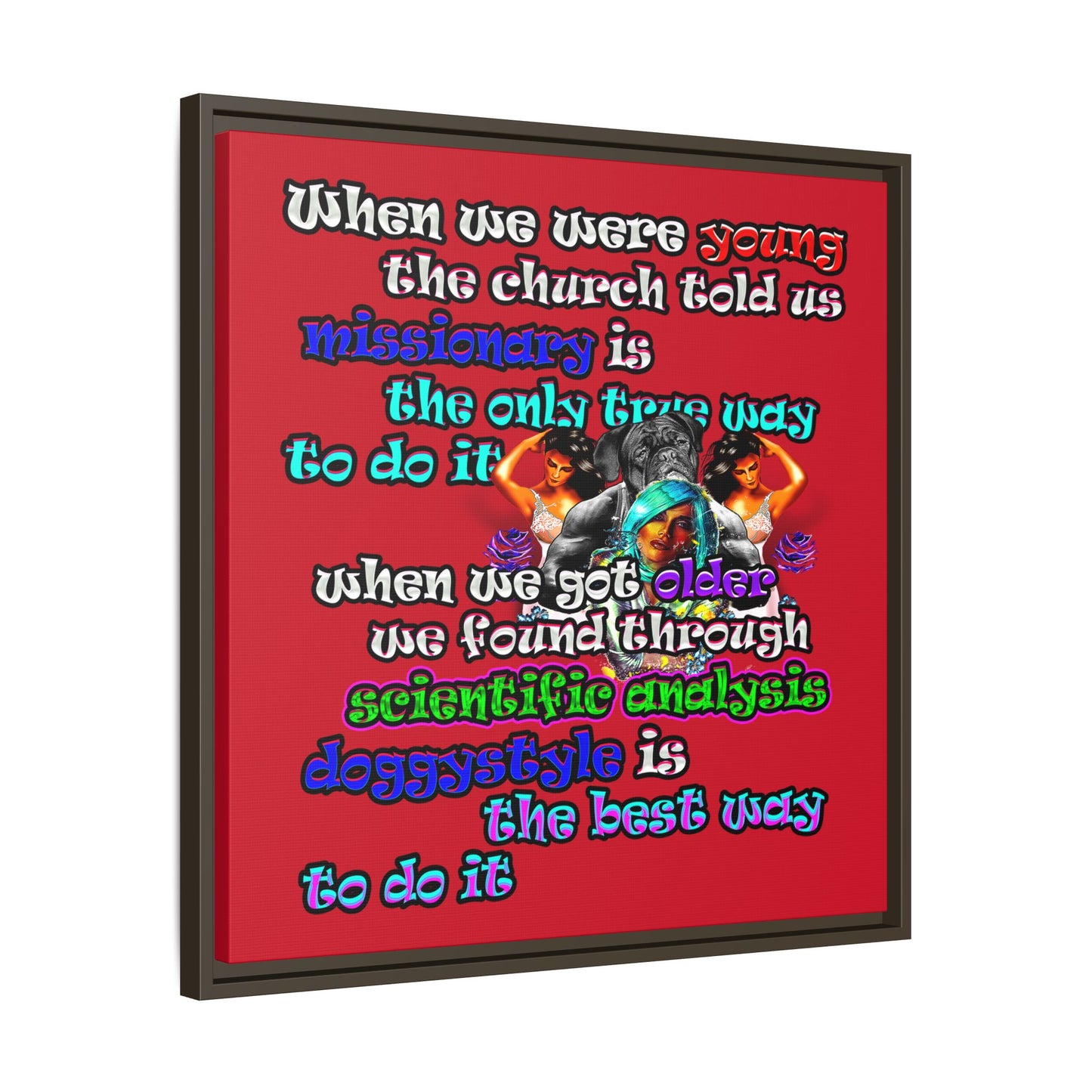 doggystyle - framed canvas art (dark red)