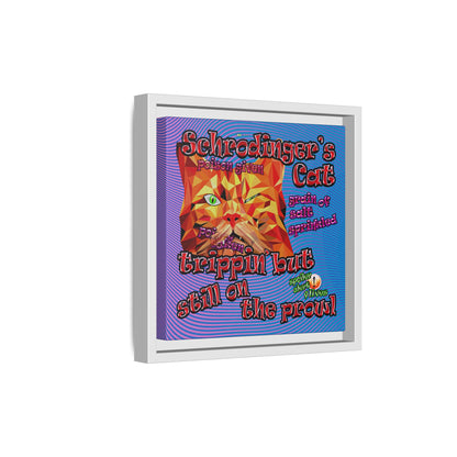 schrodinger's cat - framed canvas art (light blue-purple wave)