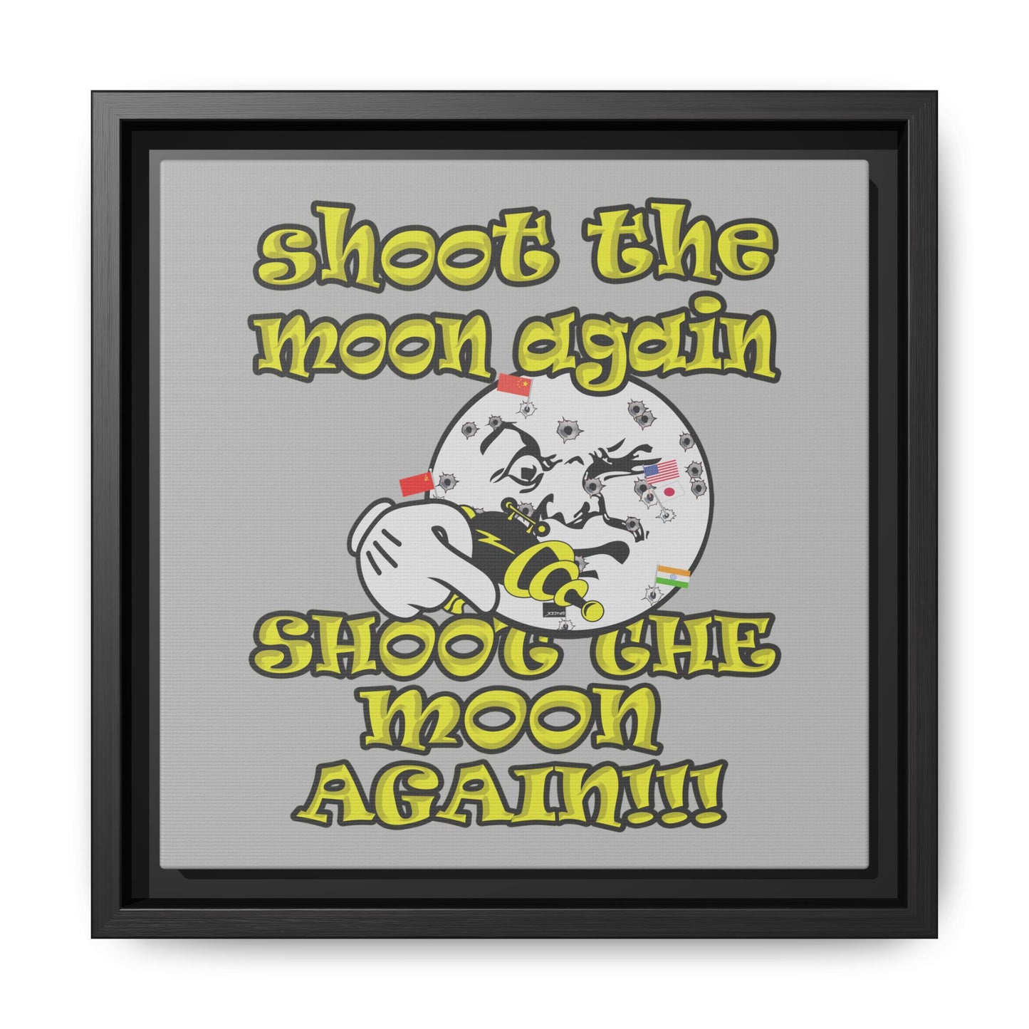 shoot the moon again - framed canvas art (light grey)