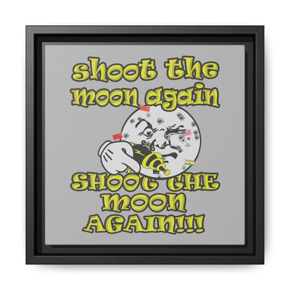 shoot the moon again - framed canvas art (light grey)