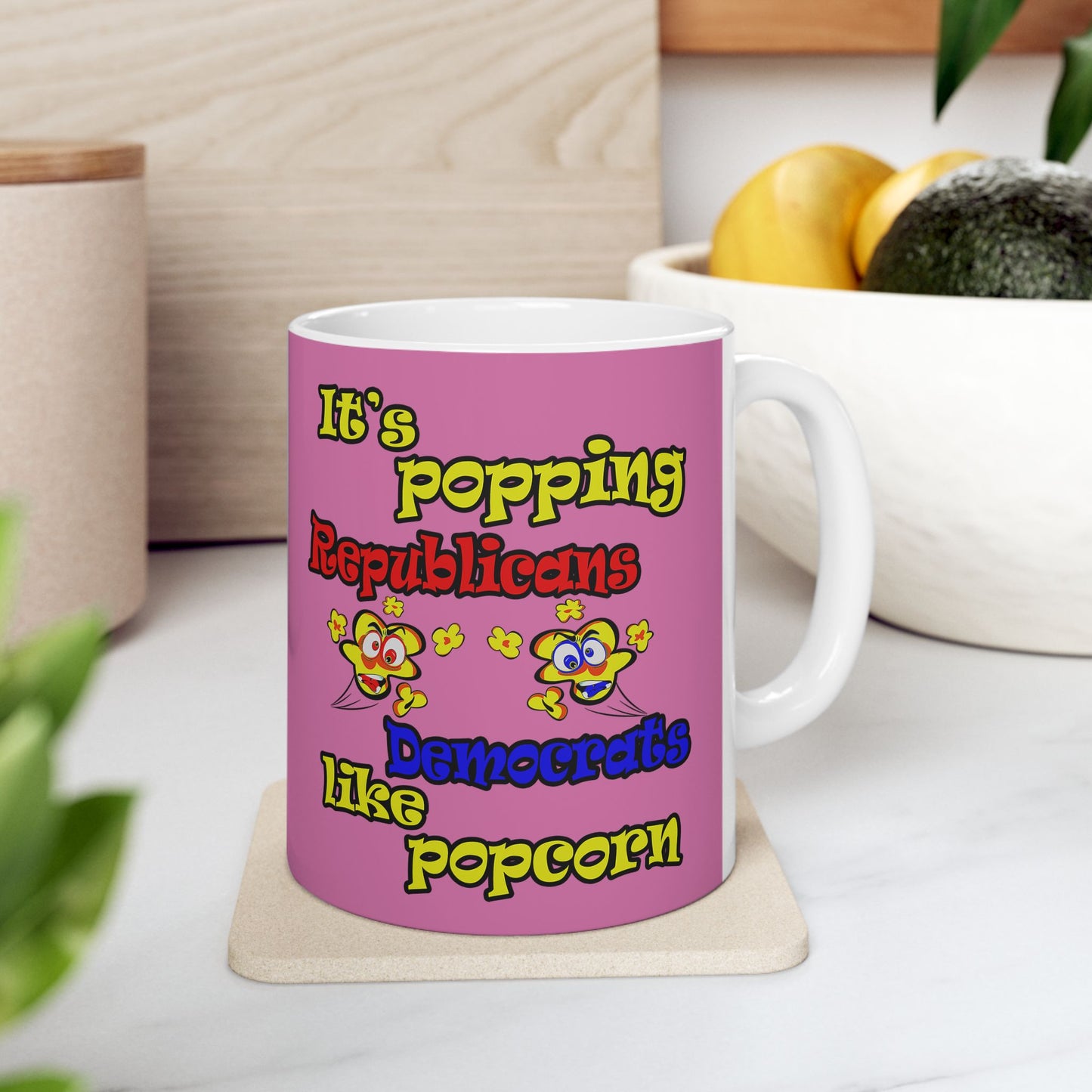 popping like popcorn - White Mug (light pink)