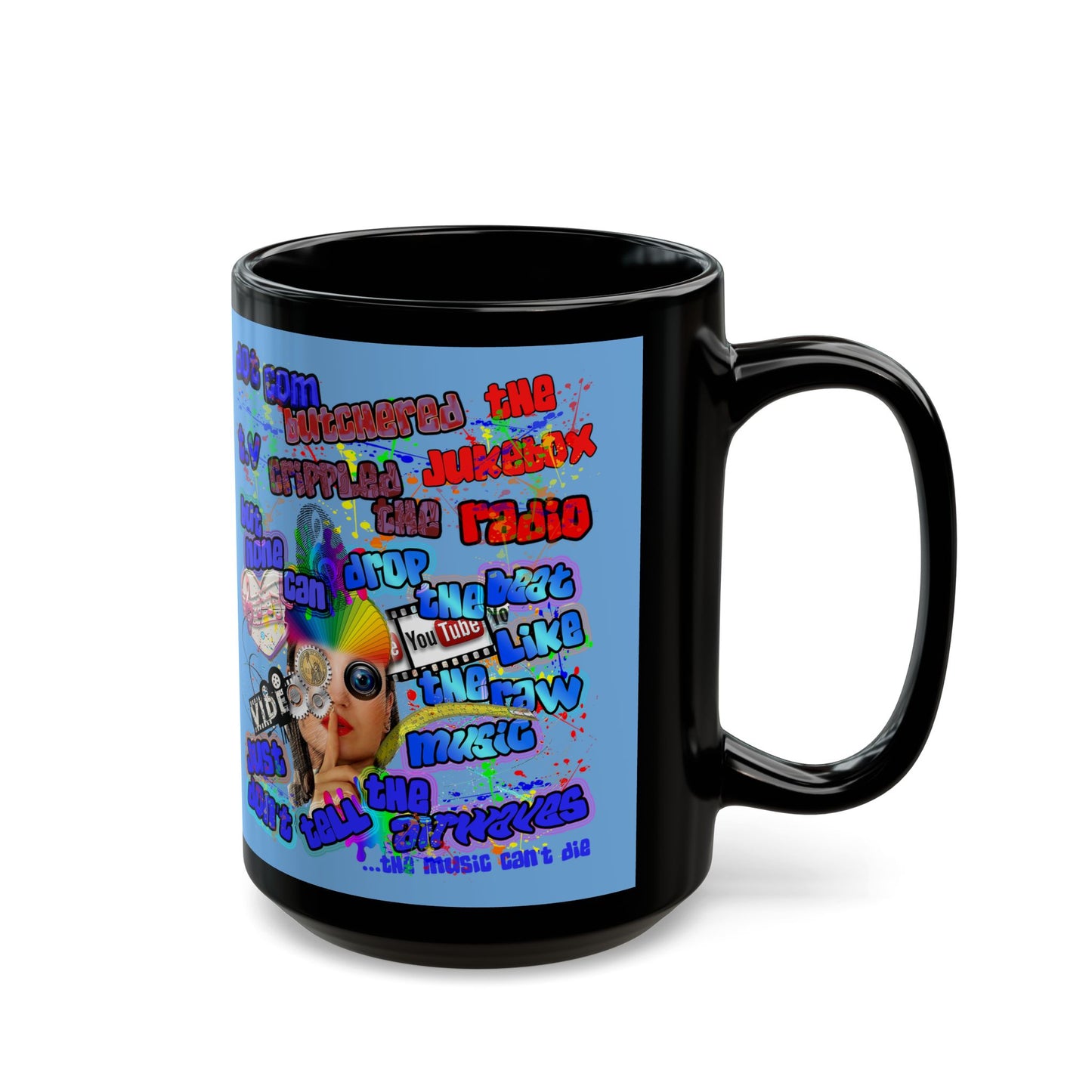 drop the beat - Black Mug (light blue)