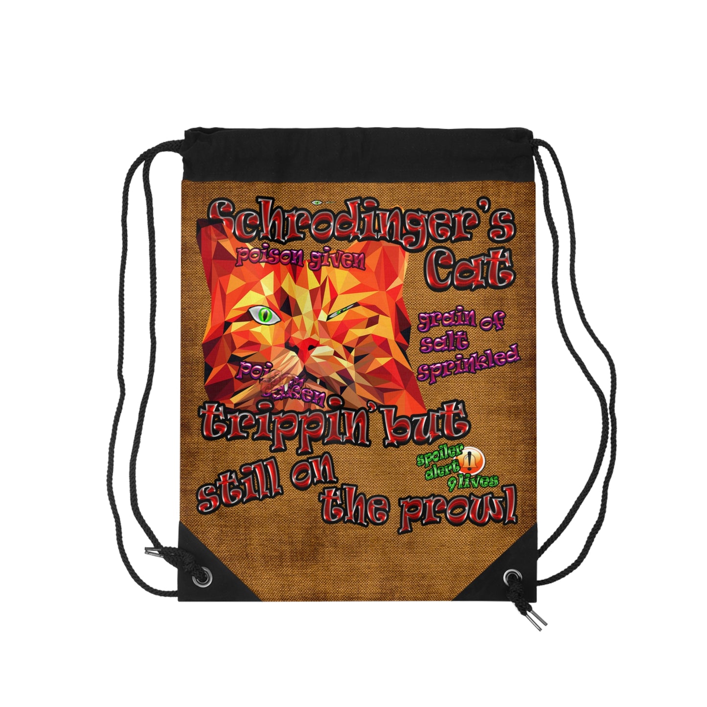 schrodinger's cat - Drawstring Bag (dichromatic brown papyrus)