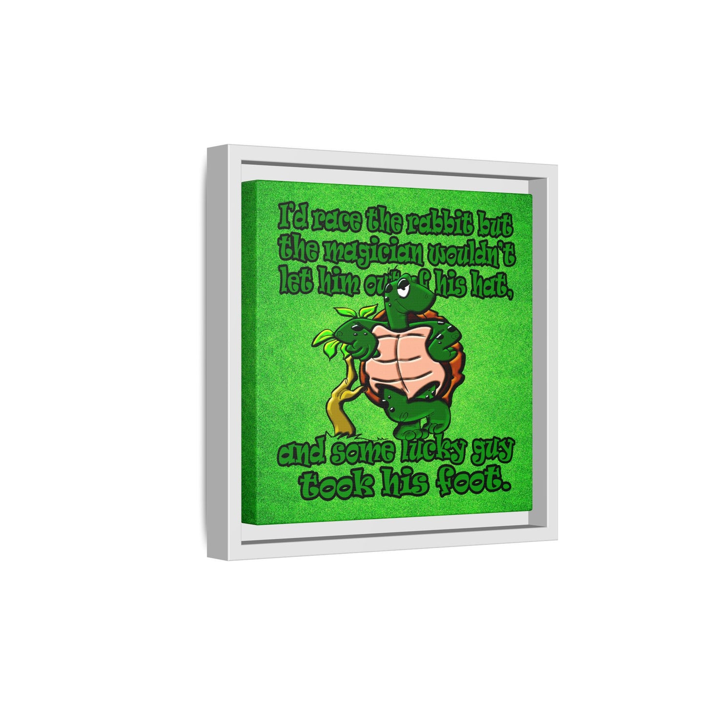 turtle race - framed canvas art (green turf)
