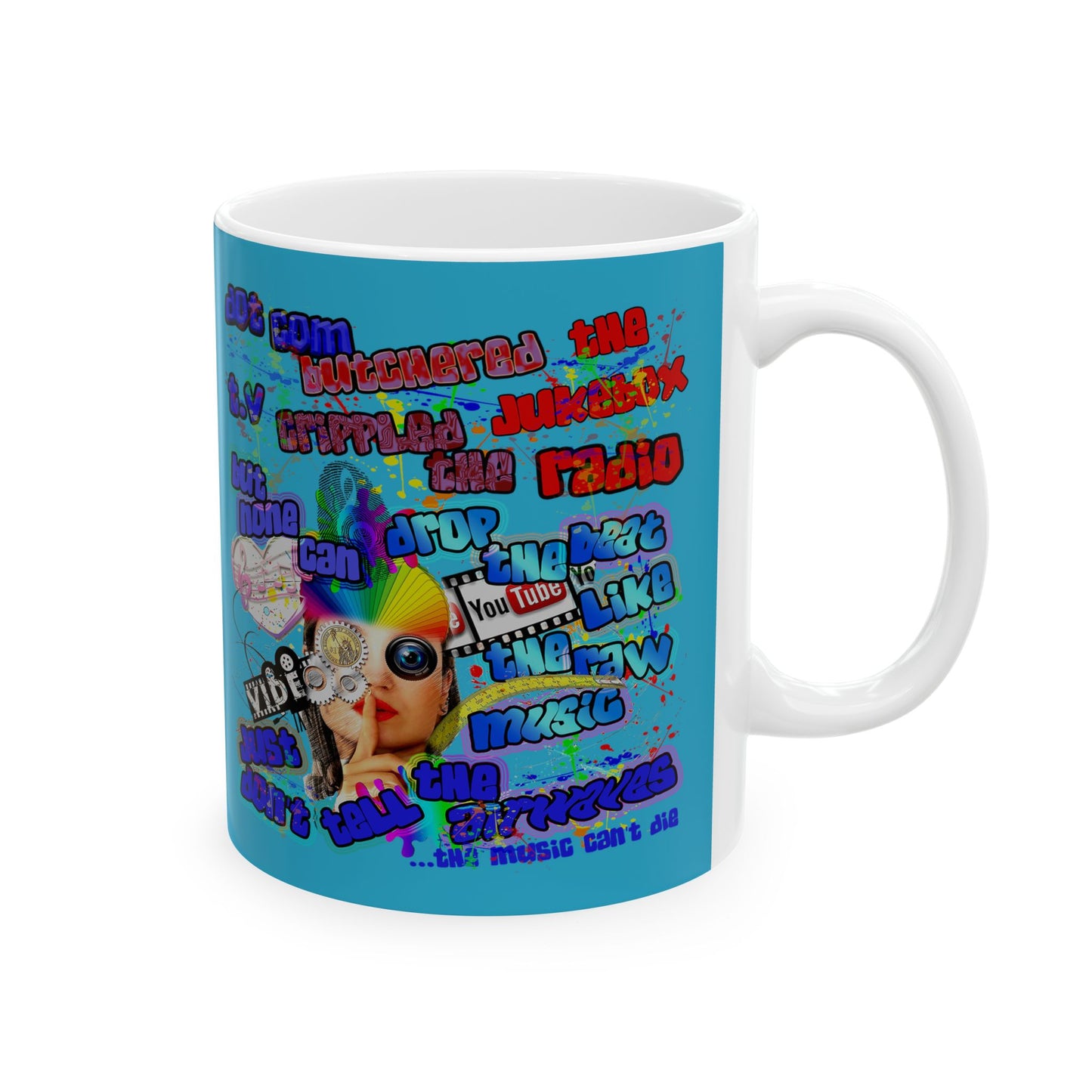 drop the beat - White Mug (turquoise)