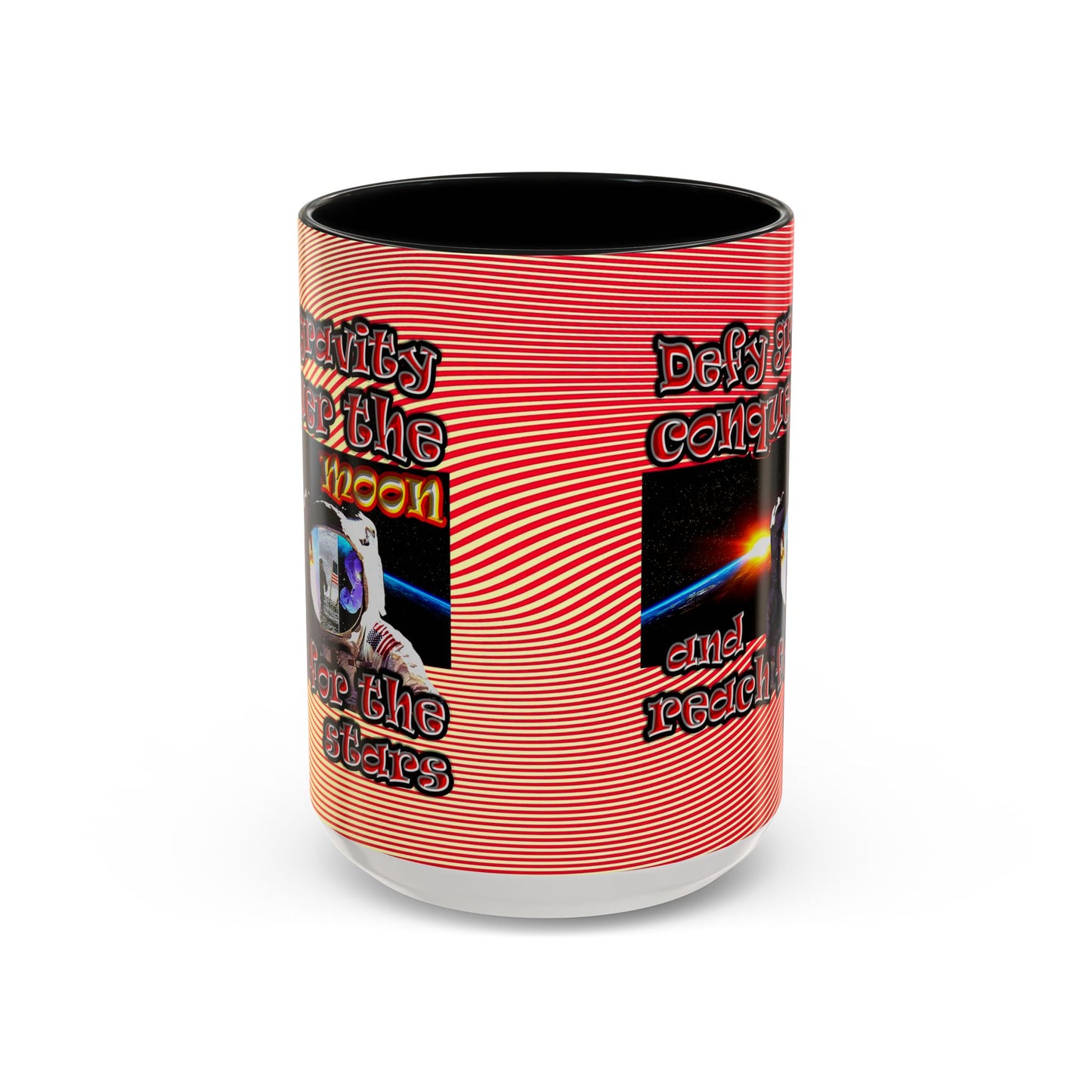 defy conquer reach - Accent Mug (yellow-orange wave)