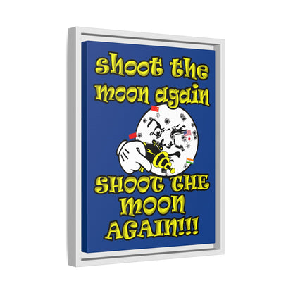 shoot the moon again - framed canvas art (dark blue)