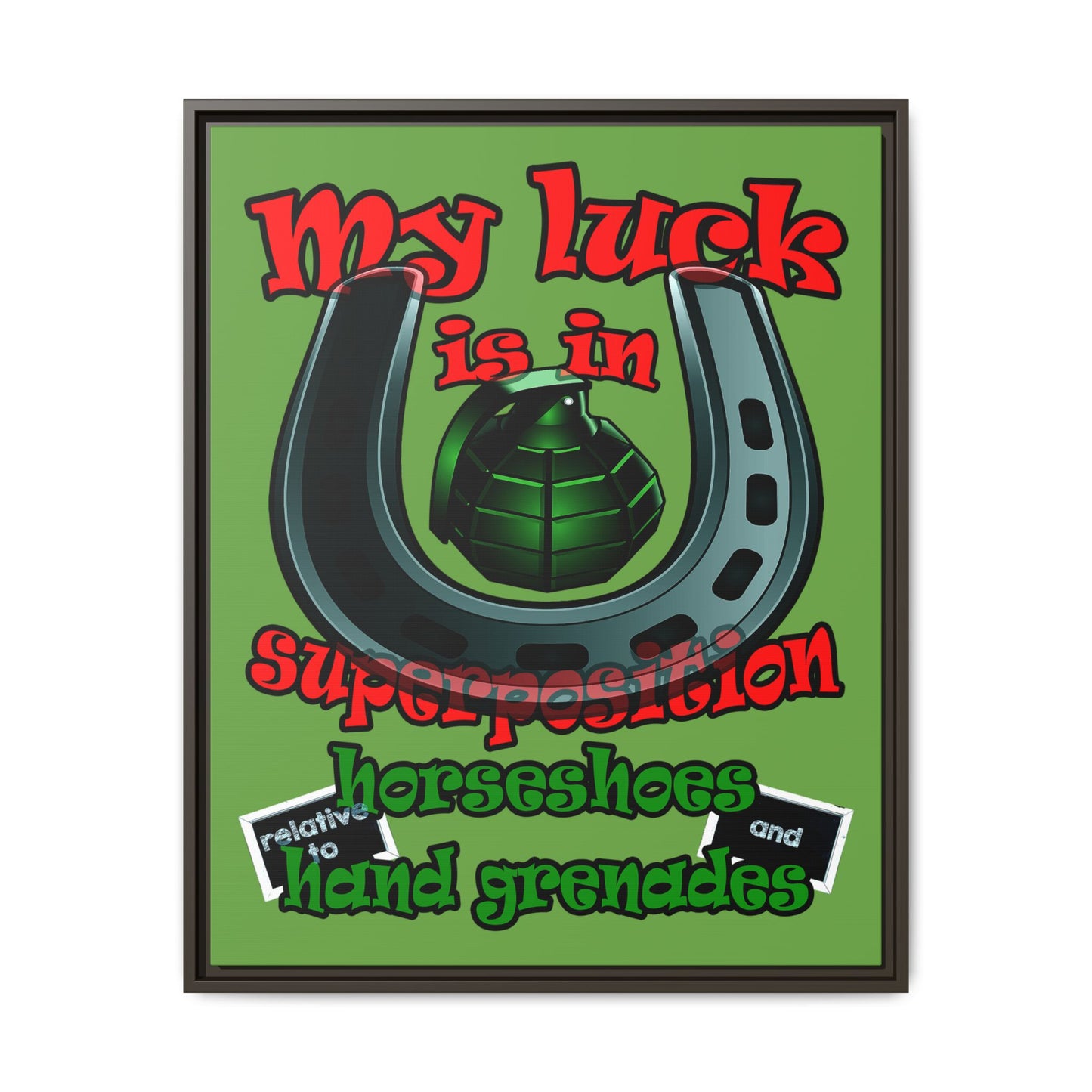 my luck - framed canvas art (green)