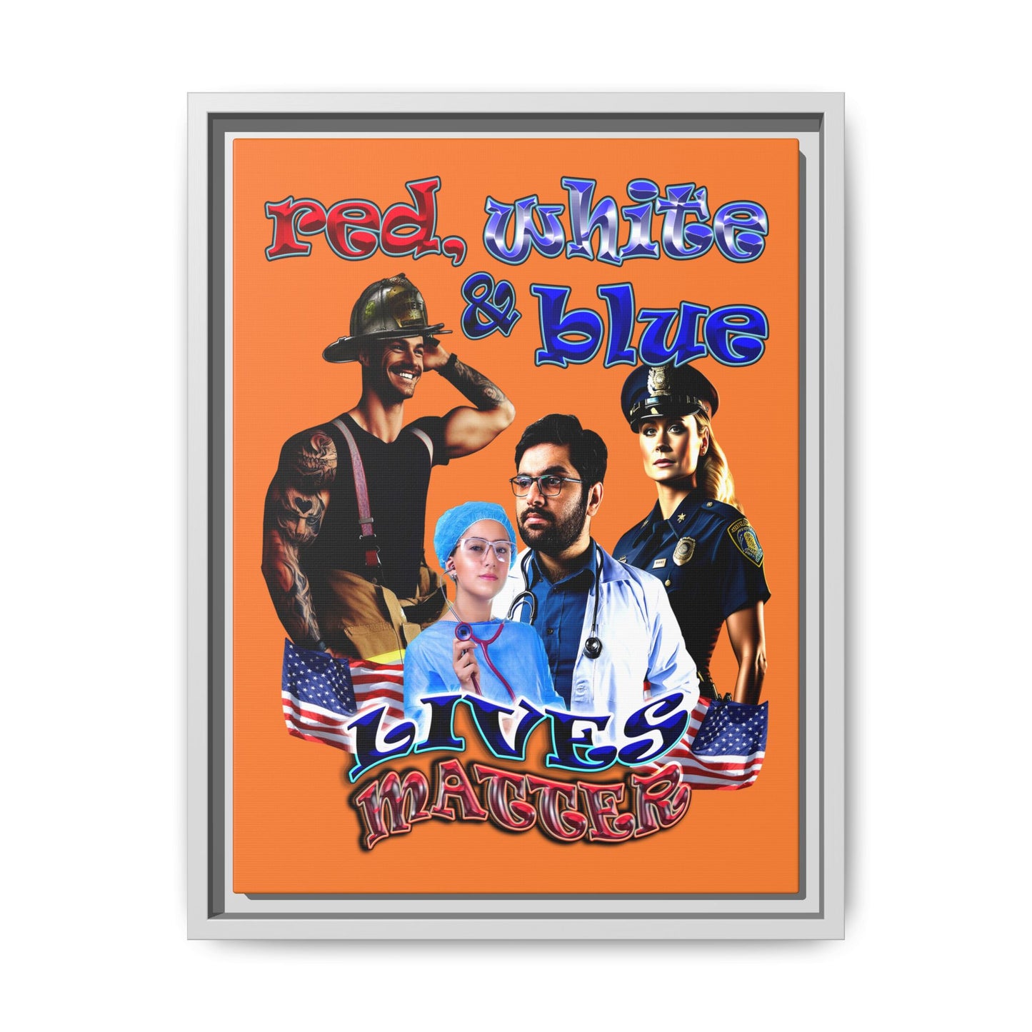 rw&b lives matter - framed canvas art (crusta)