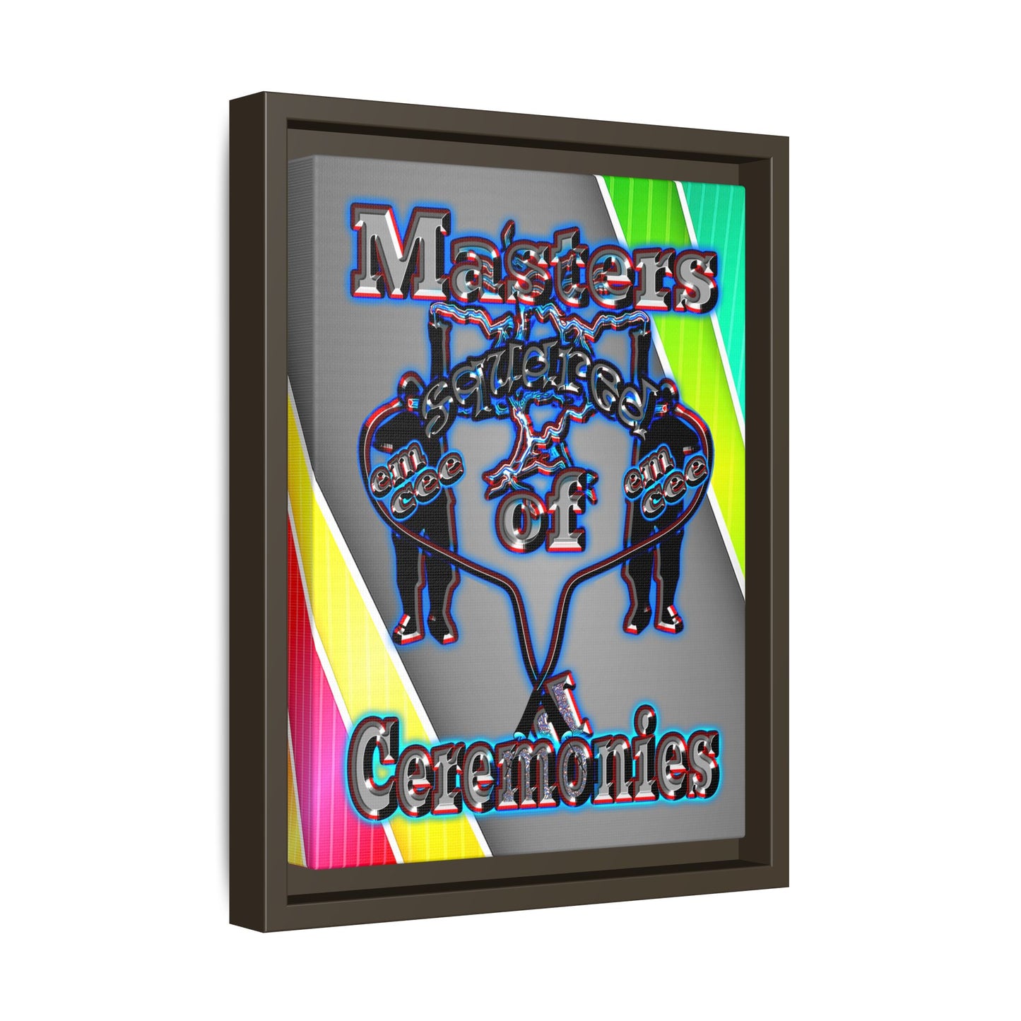 em cee squared - framed canvas art (rainbow split)