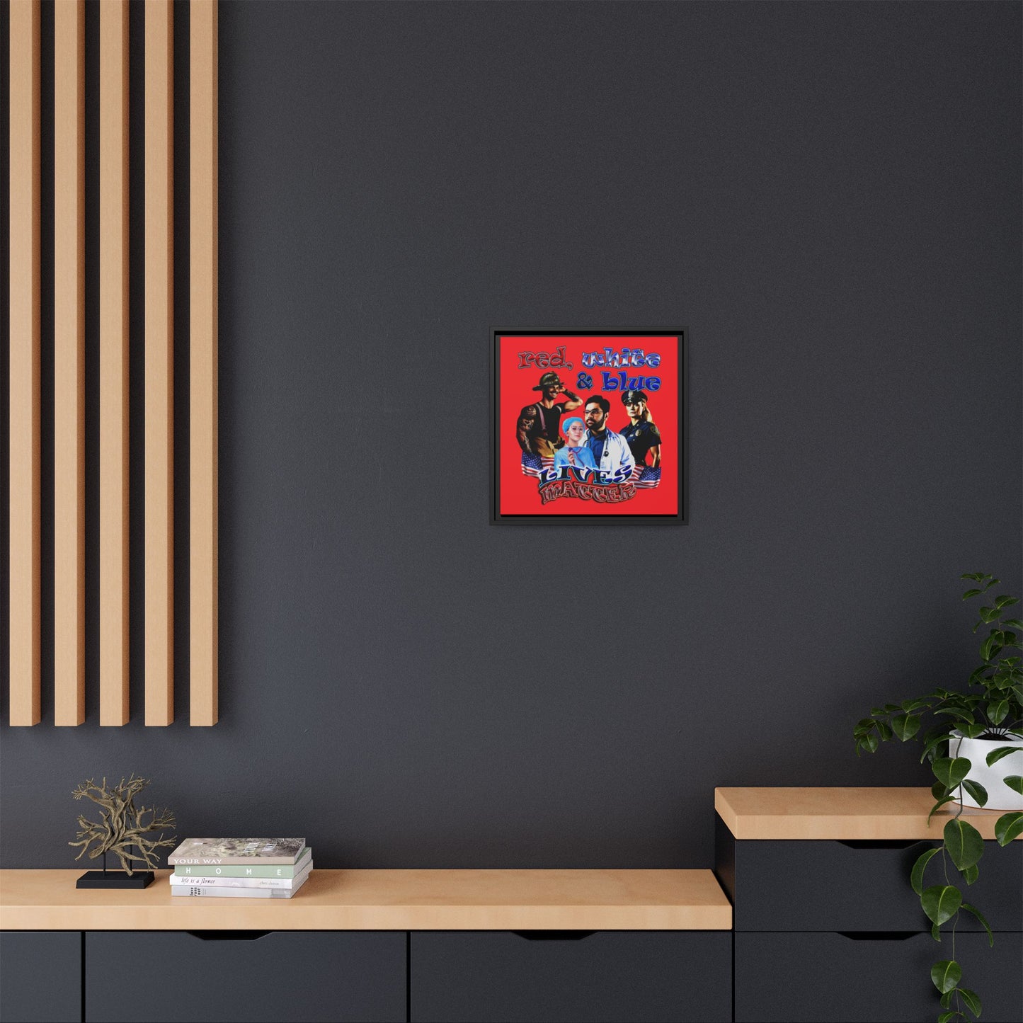 rw&b lives matter - framed canvas art (red)