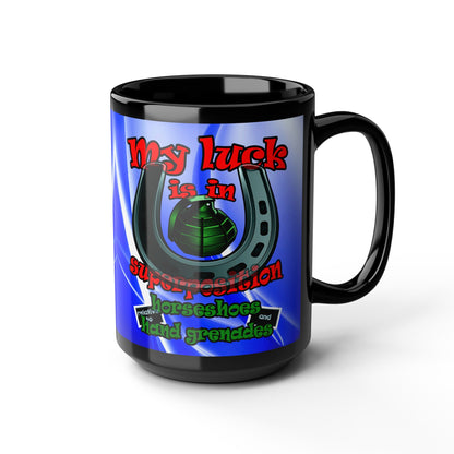 my luck - Black Mug (blue-white wave)