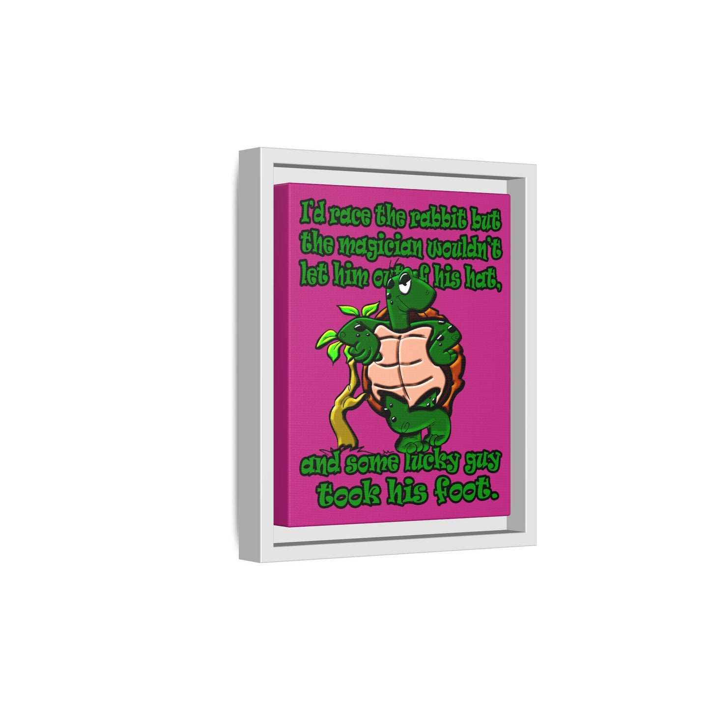 turtle race - framed canvas art (pink)