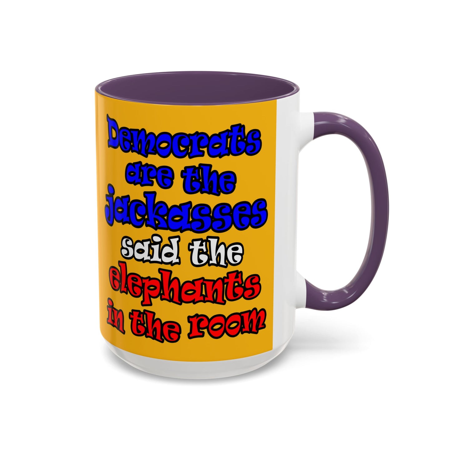donkeys and elephants - Accent Mug (yellow)