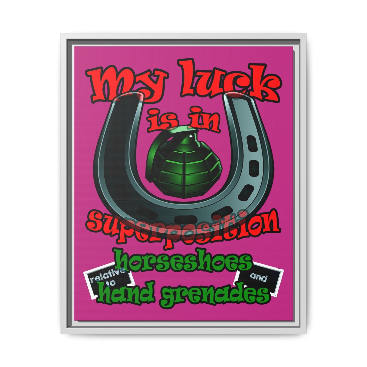 my luck - framed canvas art (pink)