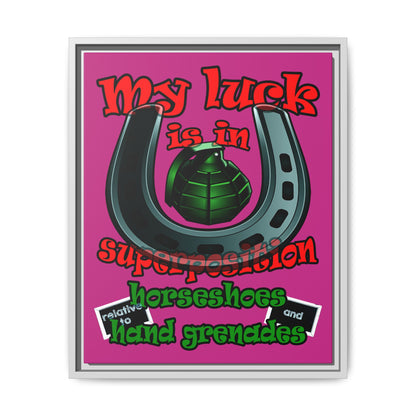 my luck - framed canvas art (pink)