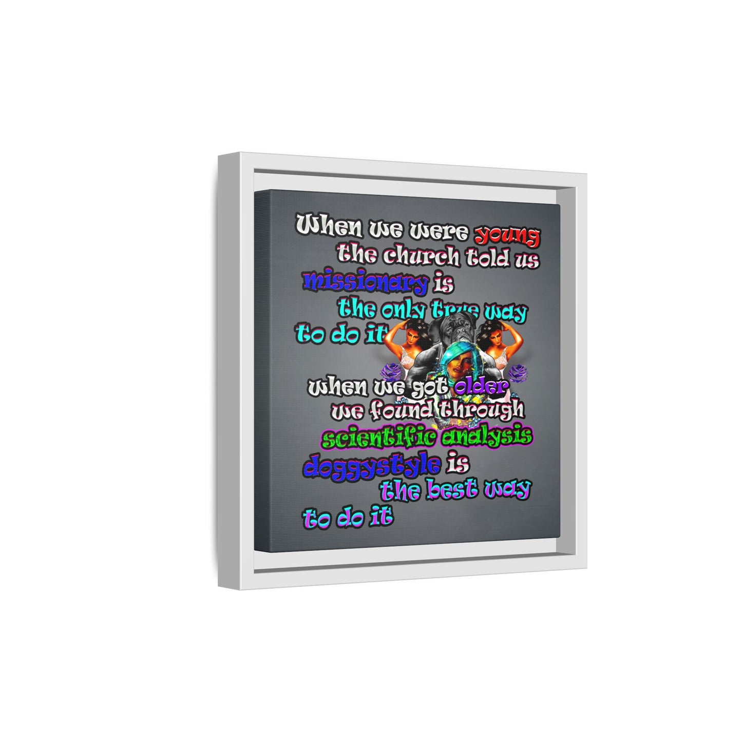 doggystyle - framed canvas art (grey-light grey)