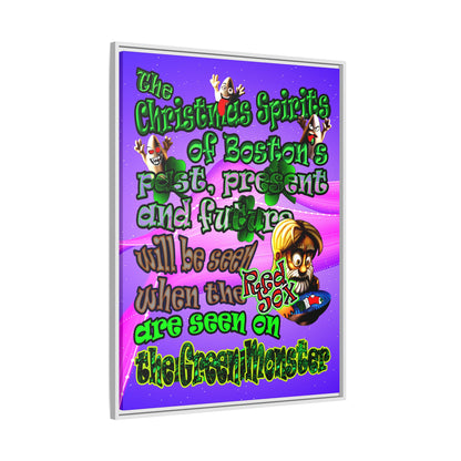 christmas spirits of boston - framed canvas art (purple-pink wave)