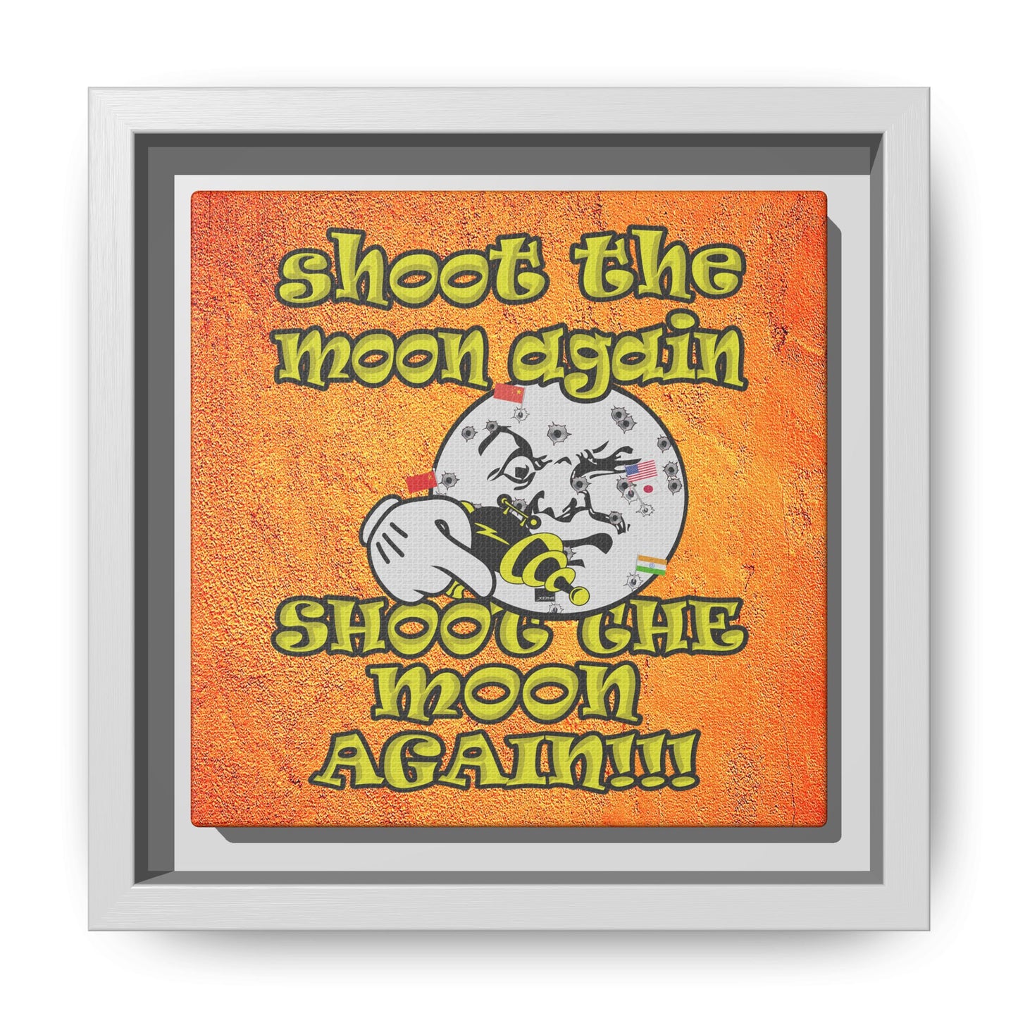 shoot the moon again - framed canvas art (burnt orange)