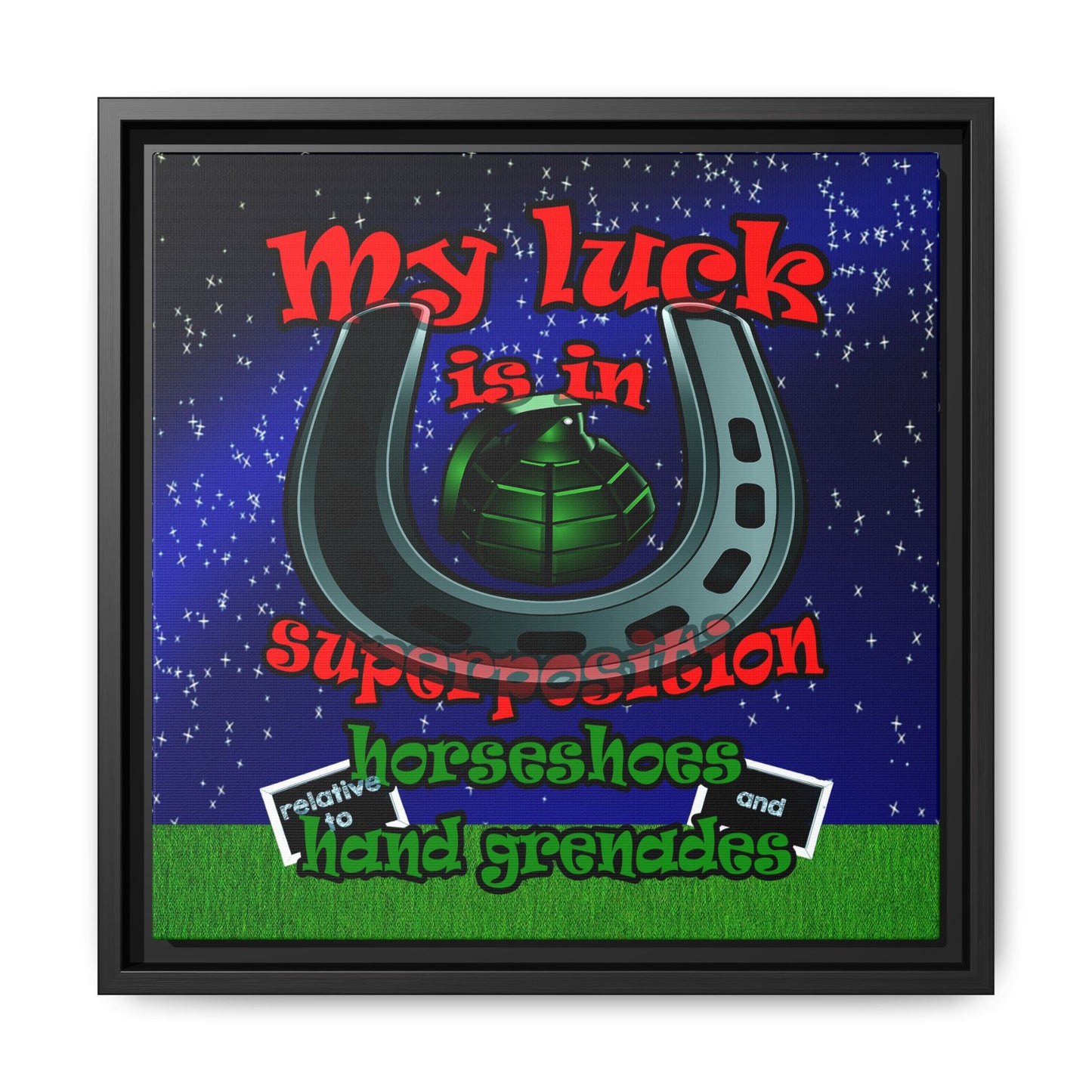my luck - framed canvas art ('snoops' background)