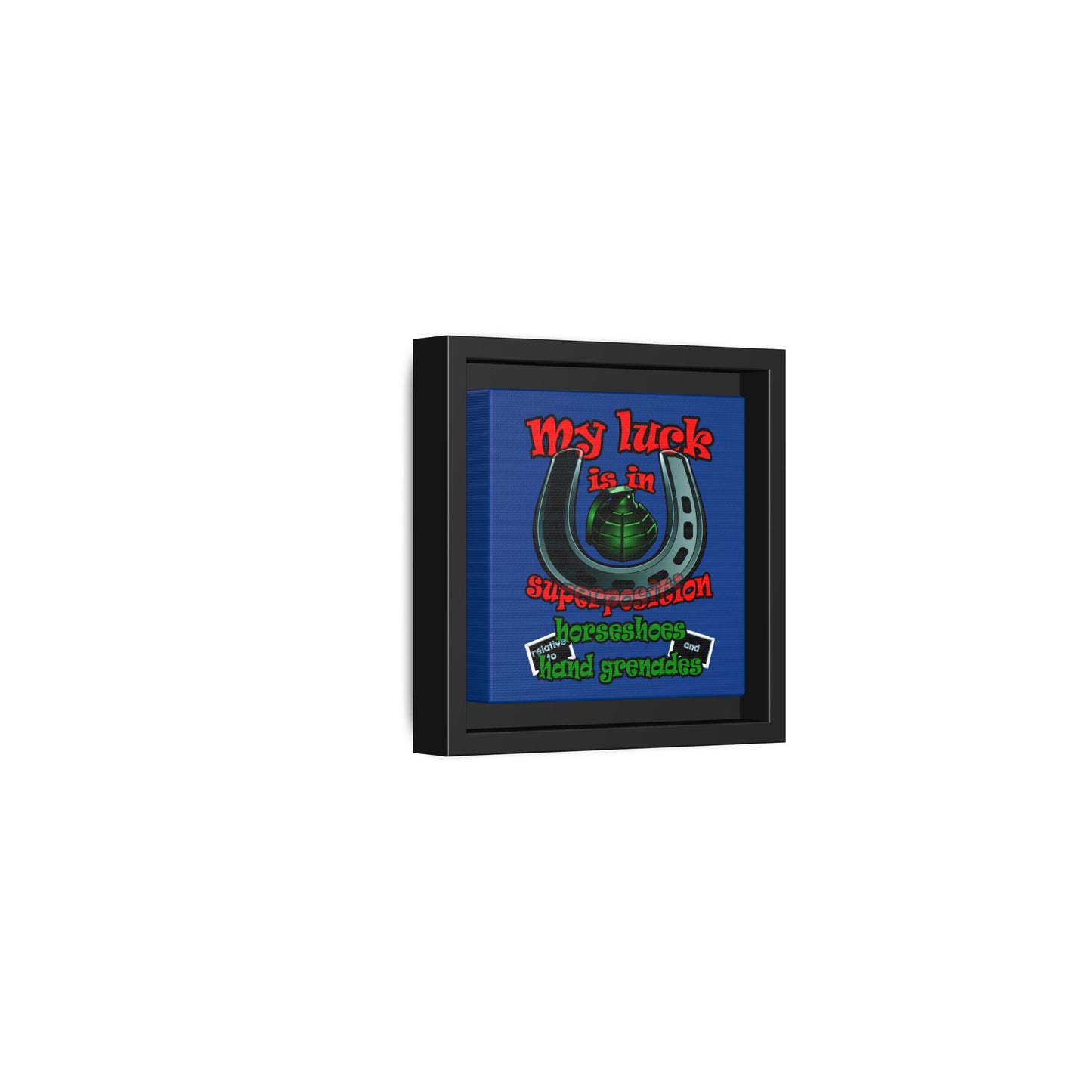 my luck - framed canvas art (dark blue)