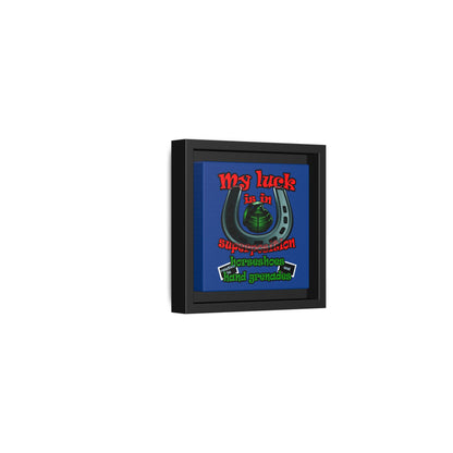 my luck - framed canvas art (dark blue)