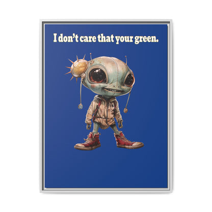I don't care that your green - framed canvas art (dark blue)