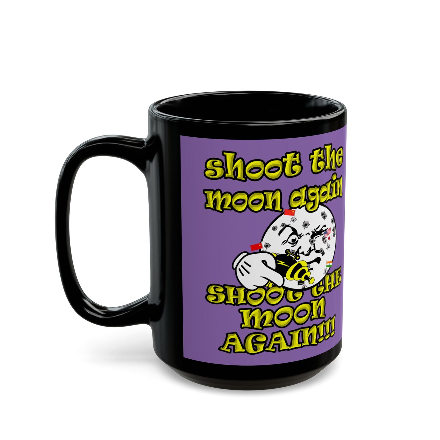 shoot the moon again - Black Mug (light purple)