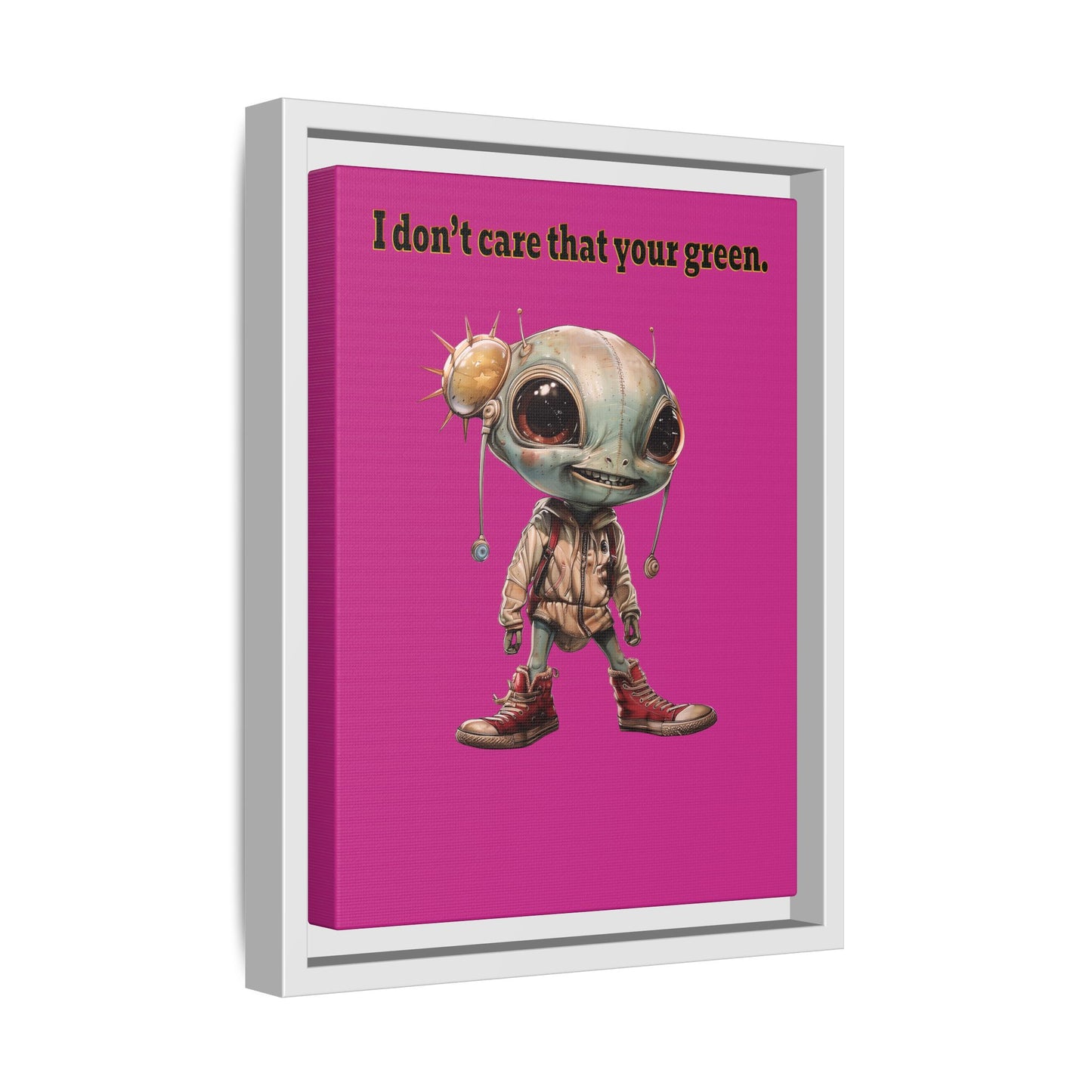 I don't care that your green - framed canvas art (pink)