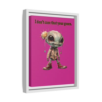 I don't care that your green - framed canvas art (pink)