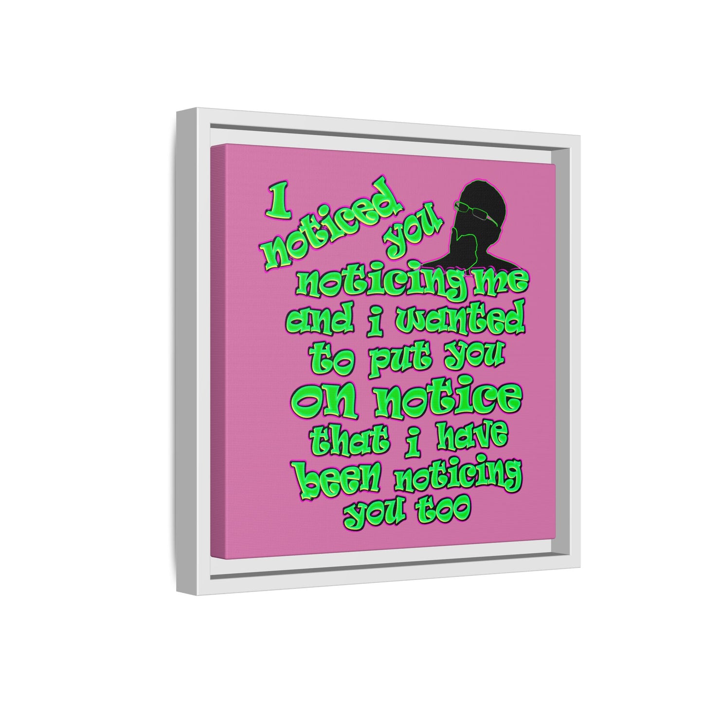 noticed you noticing - framed canvas art (light pink)