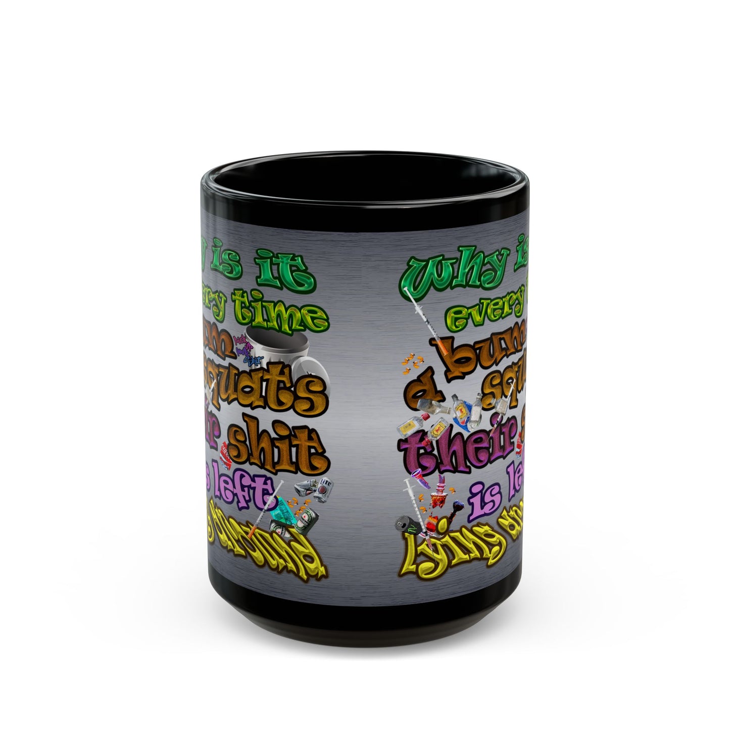 the bum's shit - Black Mug (brushed nickel)