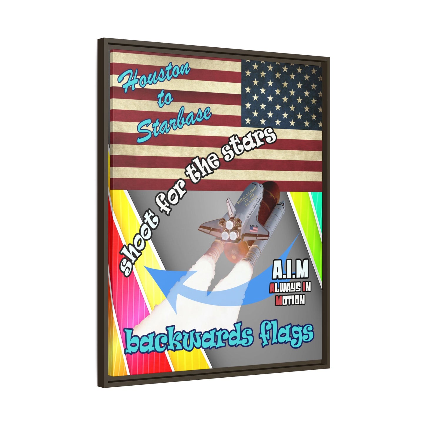 shoot for the stars - framed canvas art (rainbow split)