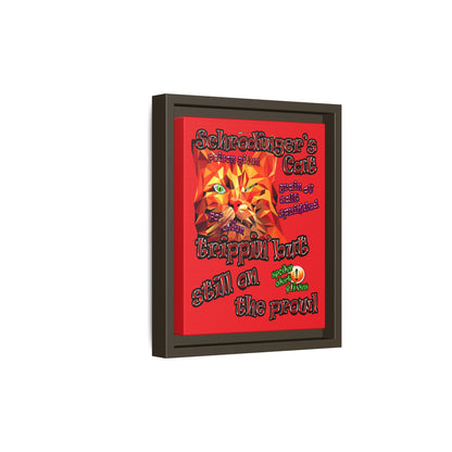 schrodinger's cat - framed canvas art (red)