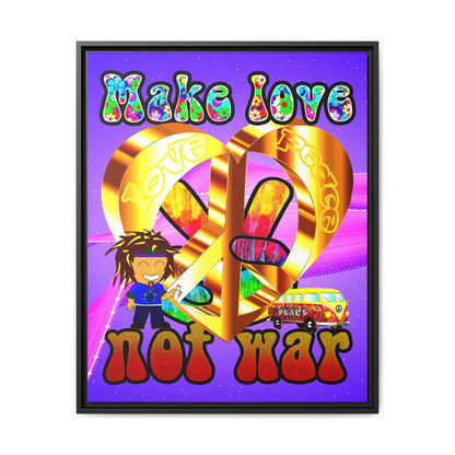 love peace - framed canvas art (purple-pink wave)