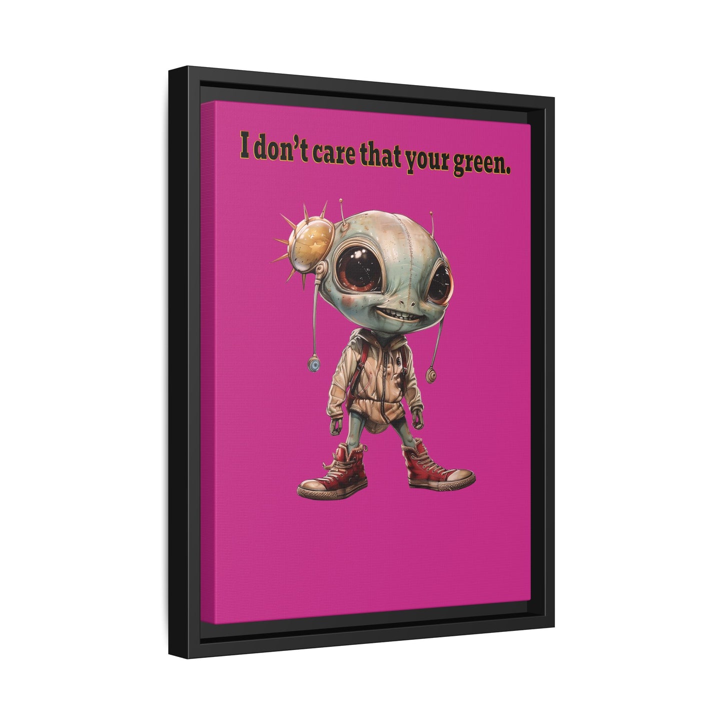 I don't care that your green - framed canvas art (pink)