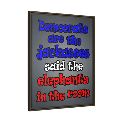 donkeys and elephants - framed canvas art (grey-light grey)