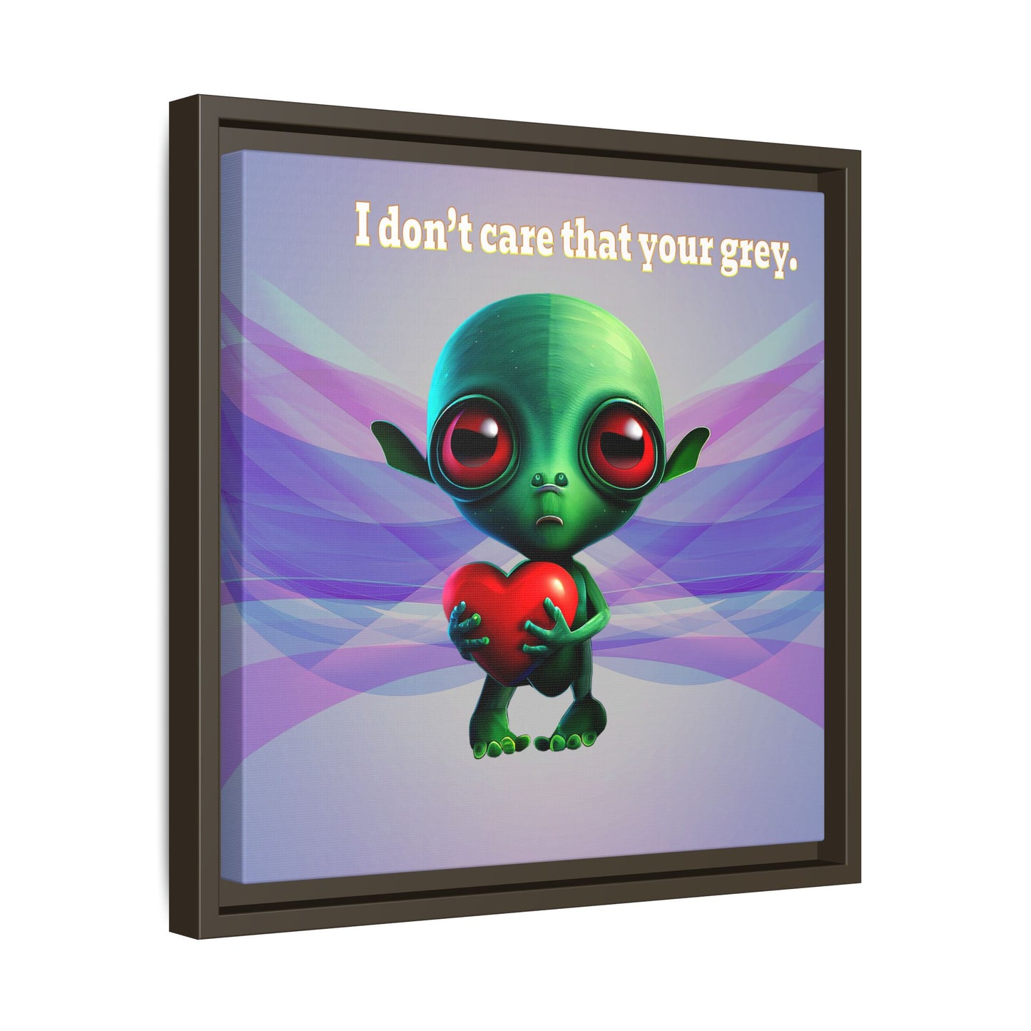 I don't care that your grey - framed canvas art (light blue-pink wave)