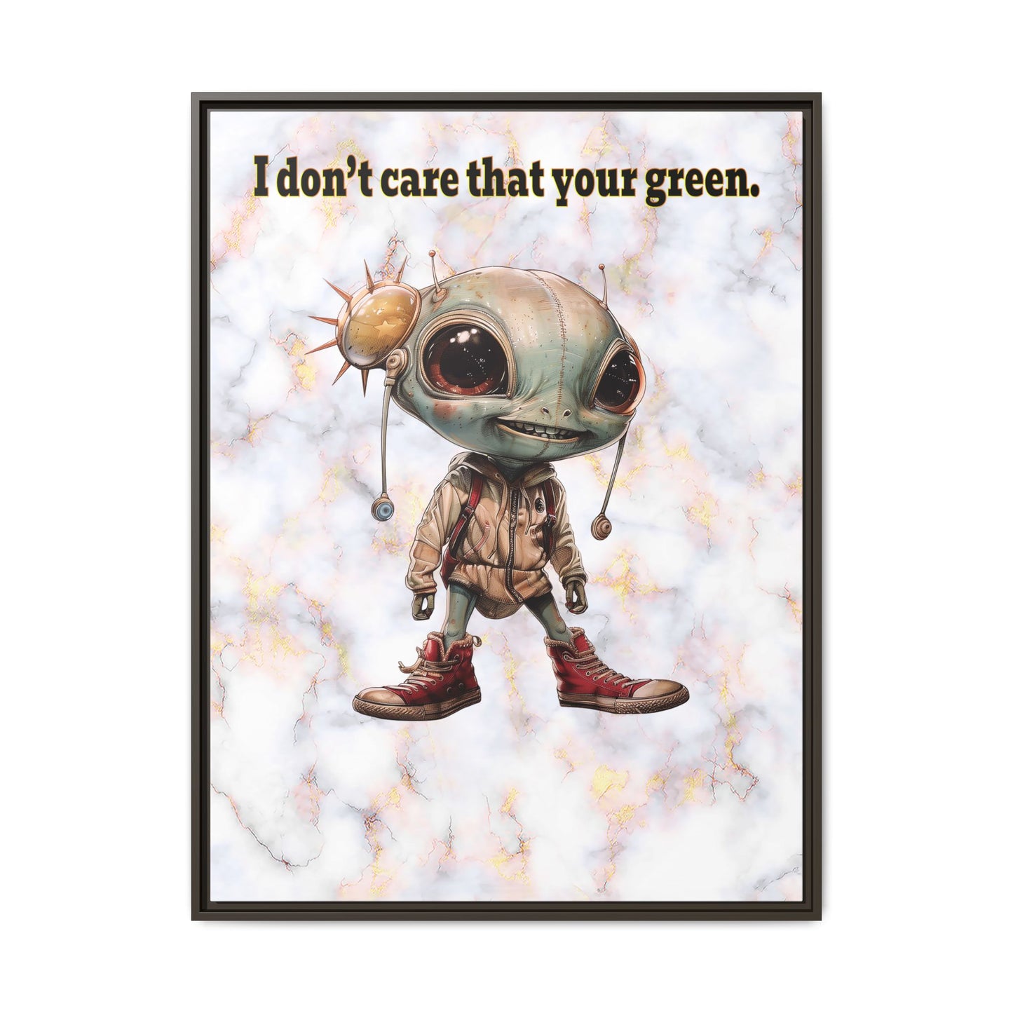 I don't care that your green - framed canvas art (white marble)