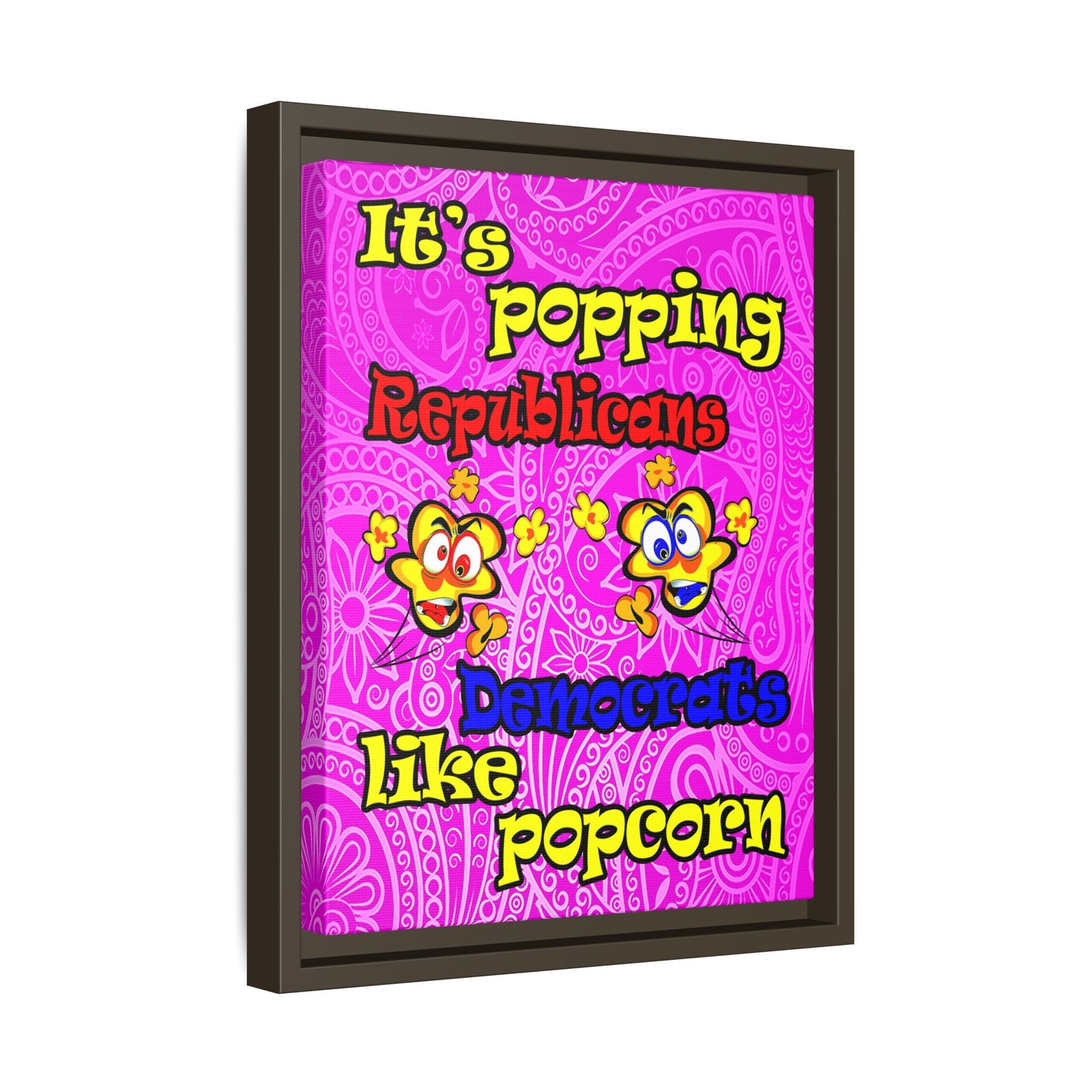 popping like popcorn - framed canvas art (pink swirl)